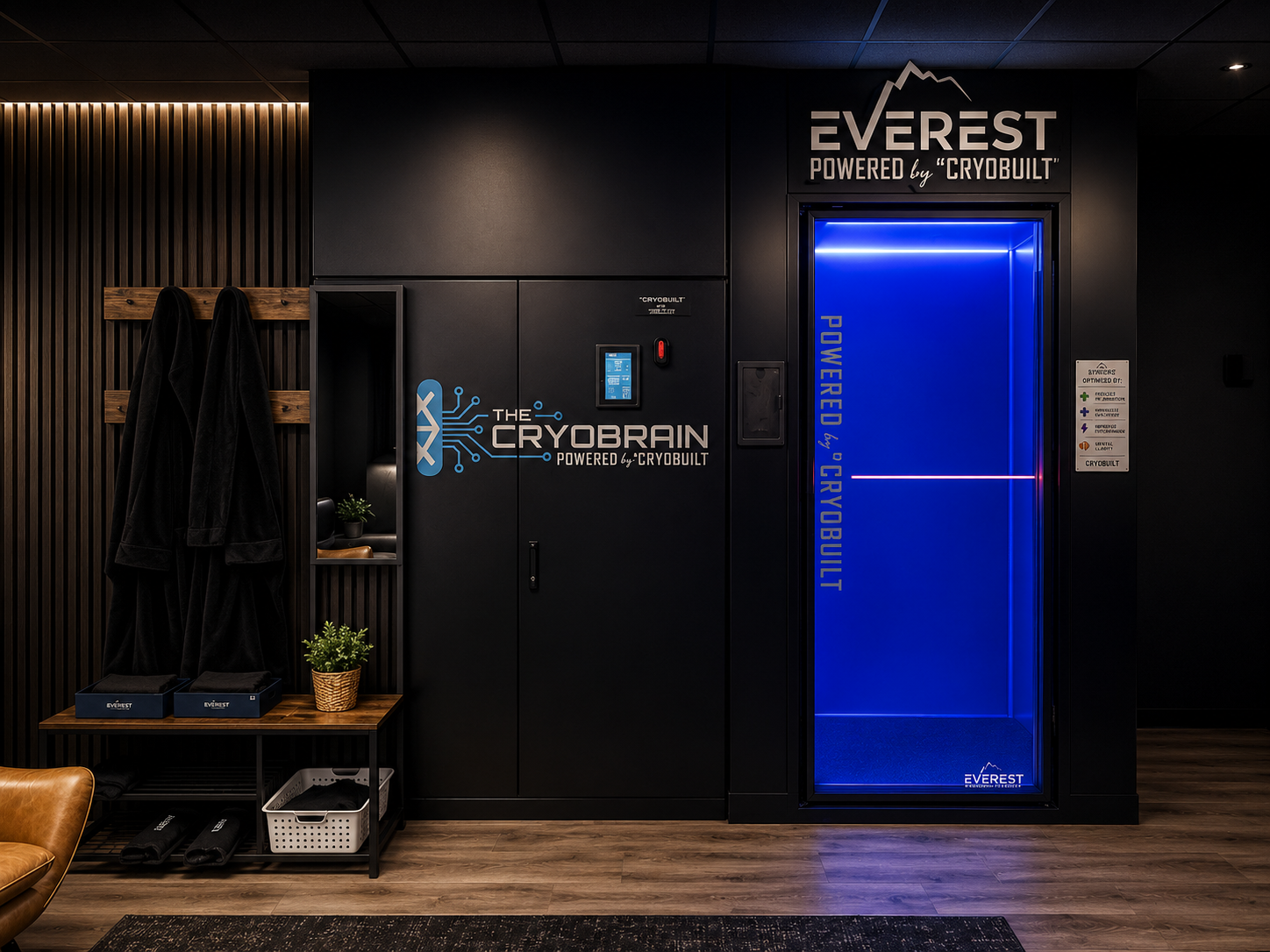 Defiant Health cryotherapy room in Lisle, IL featuring the Everest CryoBuilt chamber