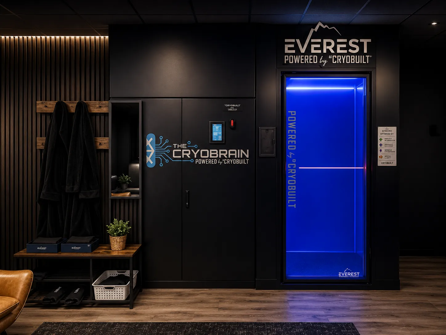 Defiant Health cryotherapy room in Lisle, IL featuring the Everest CryoBuilt chamber