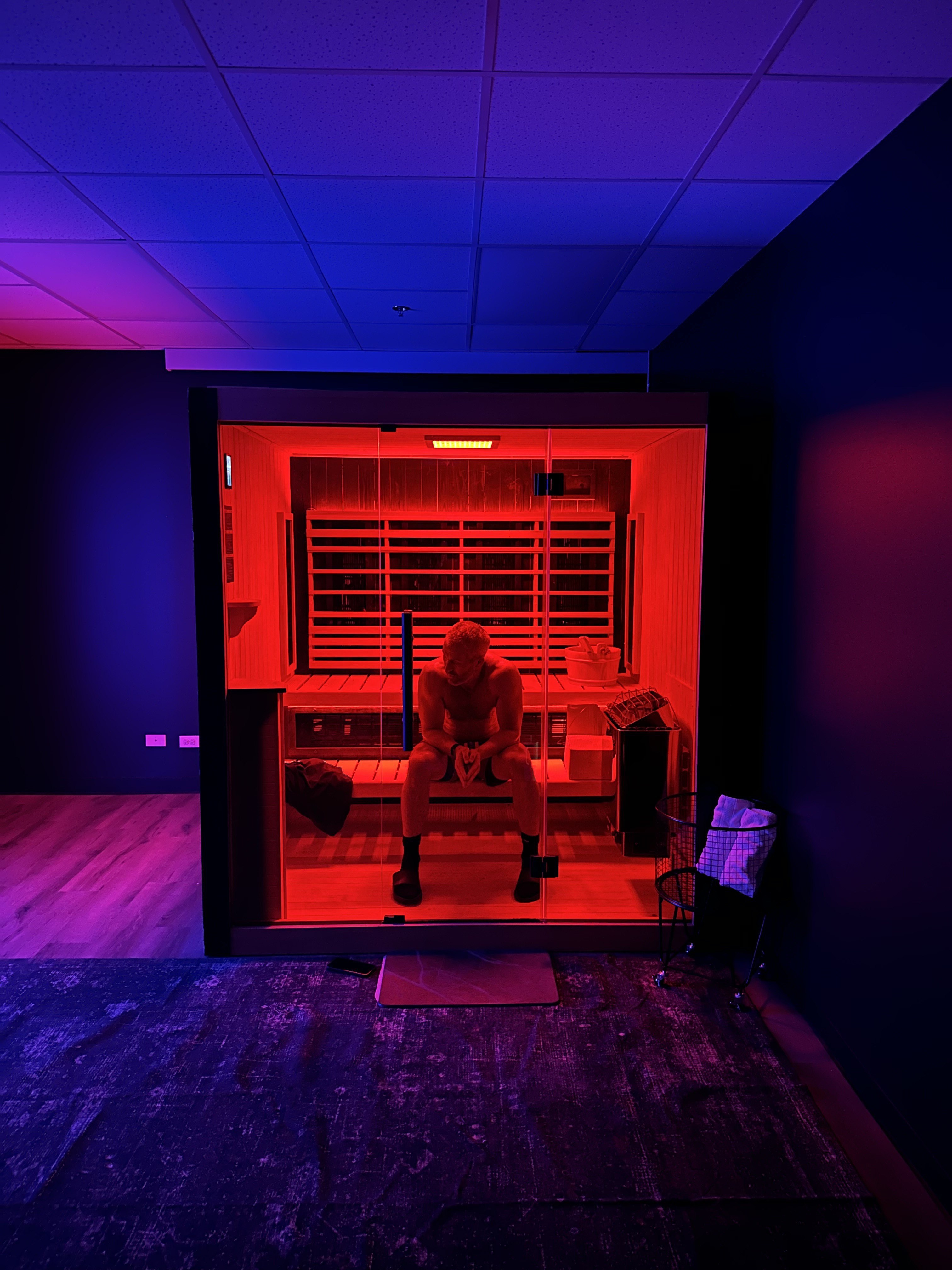 Infrared sauna session at Defiant Health in Lisle, IL